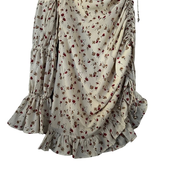 Sabo Skirt | Dainty Floral One Sleeve Ruched Mini Dress Size L - Picture 5 of 12